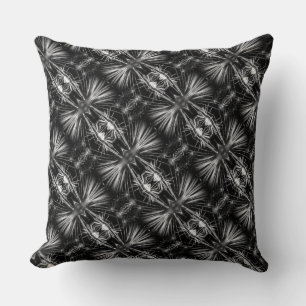 Abstrait noir et blanc Coussin de rayures à rayure