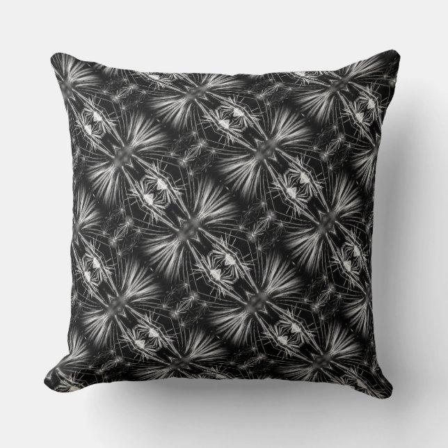 Abstrait noir et blanc Coussin de rayures à rayure (Recto)