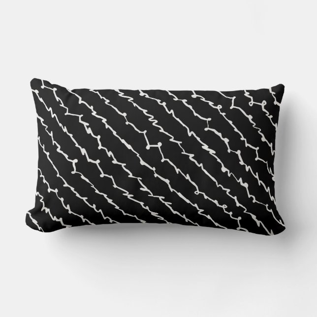 Abstrait noir et blanc Scribbles Lumbar Coussin (Recto)