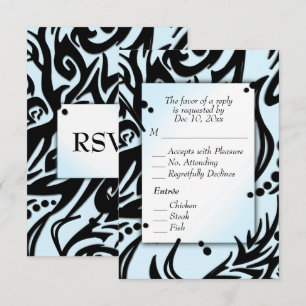 Abstrait Noir et Bleu Tribal avec Menu RSVP