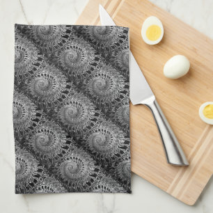 Abstrait noir et gris - Serviette de cuisine