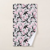 Abstrait, Noir et Rose, Jeune, Throw Pill moderne (Serviette à main)