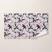 Abstrait, Noir et Rose, Jeune, Throw Pill moderne (Serviette à main)