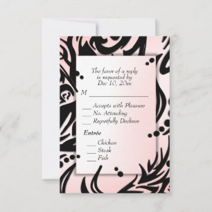 Abstrait noir et rose tribal avec menu RSVP