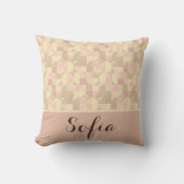 Abstrait nom motif gris rose beige jeté oreiller (Recto)