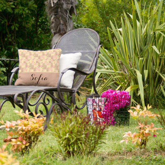 Abstrait nom motif gris rose beige jeté oreiller