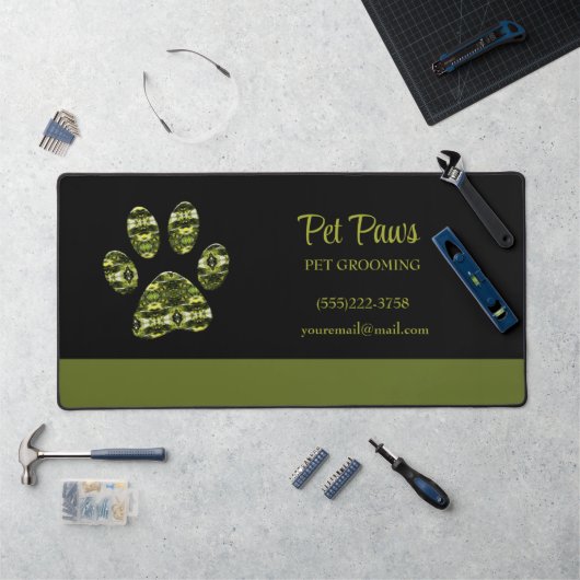 Abstrait Olive Jaune Chien Paw Pet Pet Pet Groomin (Poste de travail)