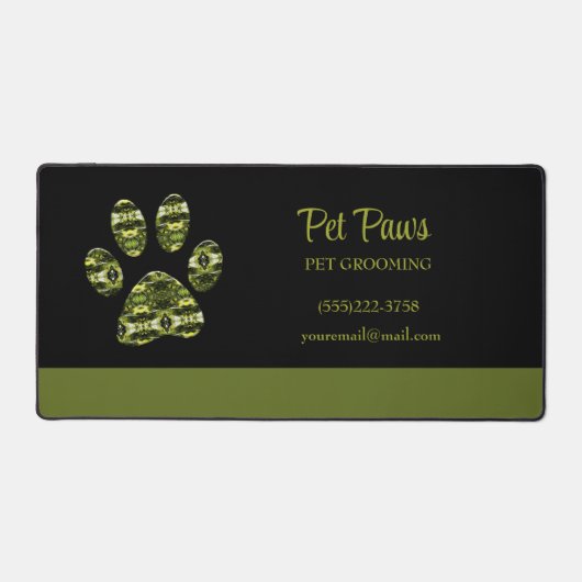 Abstrait Olive Jaune Chien Paw Pet Pet Pet Groomin (Recto)
