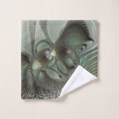Abstrait Olive Sage Green Grey Fractal Art Imagina (Gant de toilette)