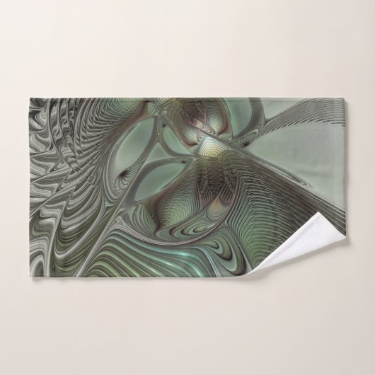 Abstrait Olive Sage Green Grey Fractal Art Imagina (Serviette à main)