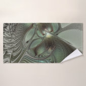 Abstrait Olive Sage Green Grey Fractal Art Imagina (Serviette de bain)