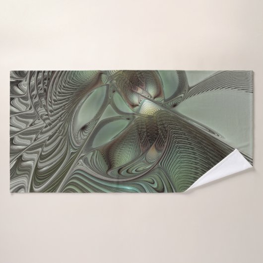 Abstrait Olive Sage Green Grey Fractal Art Imagina (Serviette de bain)