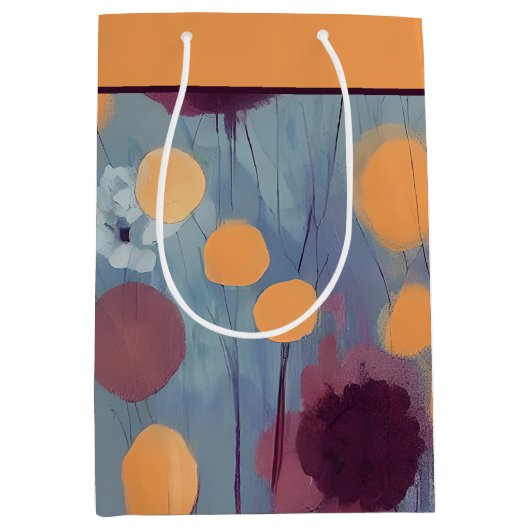 Abstrait orange et rose fleurs moyen sac cadeau (Devant)