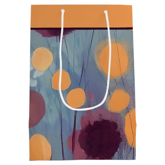 Abstrait orange et rose fleurs moyen sac cadeau (Dos)