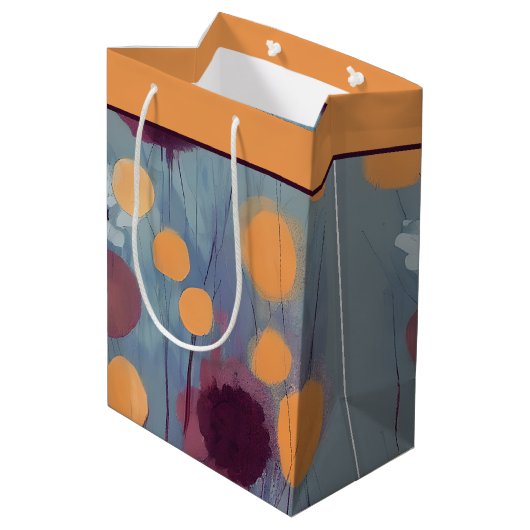 Abstrait orange et rose fleurs moyen sac cadeau (Dos Angle)