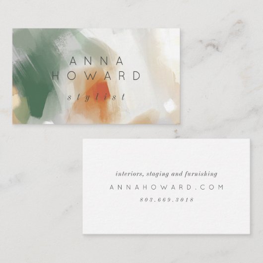 Abstrait Paintbrush Stroke Fine Art Carte de visit (Devant / Derrière)