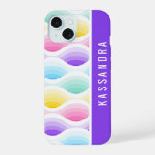 Abstrait Pastel Rainbow Waves Moderne Personnalisé (Verso)