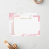 Abstrait Pastel rose brosses Carte pour notes plat (Devant/Arrière en situation)