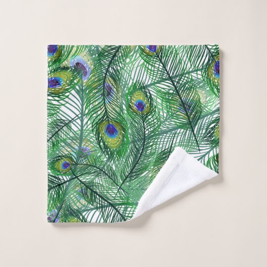 Abstrait Peacock Feathers Motif Monogramme (Gant de toilette)