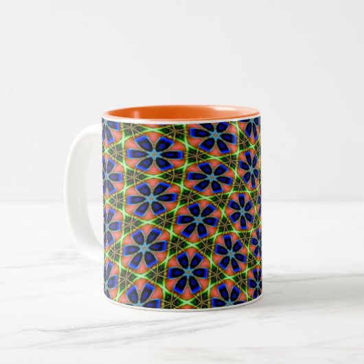 Abstrait Peacock Feathers Motif Mug (Devant gauche)