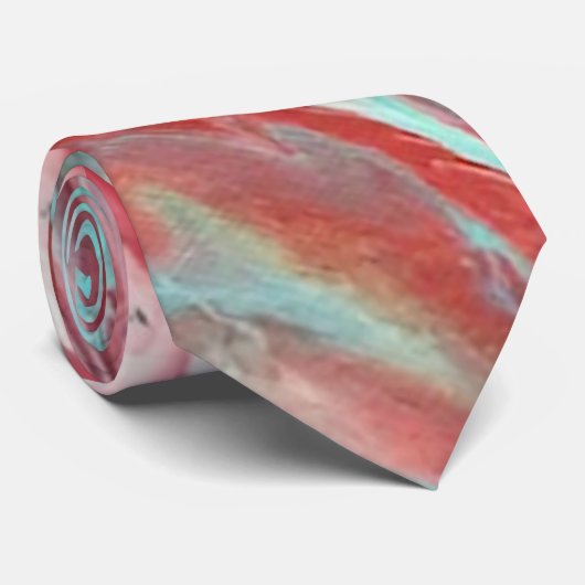 Abstrait Psychedelic Aqua Red Waves Cravates (Roulé)