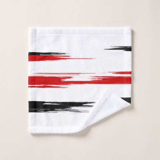 abstrait rayé noir et rouge (Gant de toilette)