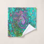 Abstrait Rétro Liquide Tourbillon Groovy Aigue-Mar (Gant de toilette)