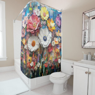 Abstrait rideau de douche à fleurs