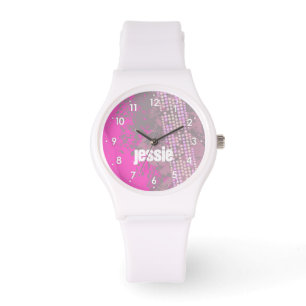 Abstrait rose nom filles sport montre