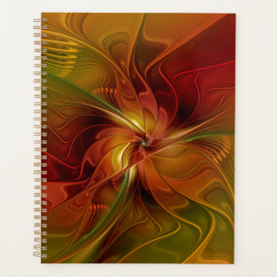 Abstrait Rouge Orange Brown Vert Fractal Art Flowe