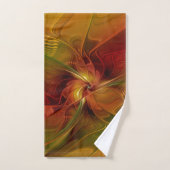 Abstrait Rouge Orange Brown Vert Fractal Art Flowe (Serviette à main)
