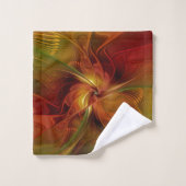 Abstrait Rouge Orange Brown Vert Fractal Art Flowe (Gant de toilette)