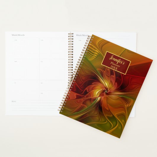 Abstrait Rouge Orange Vert Fractal Art Nom (Devant avec enveloppe)