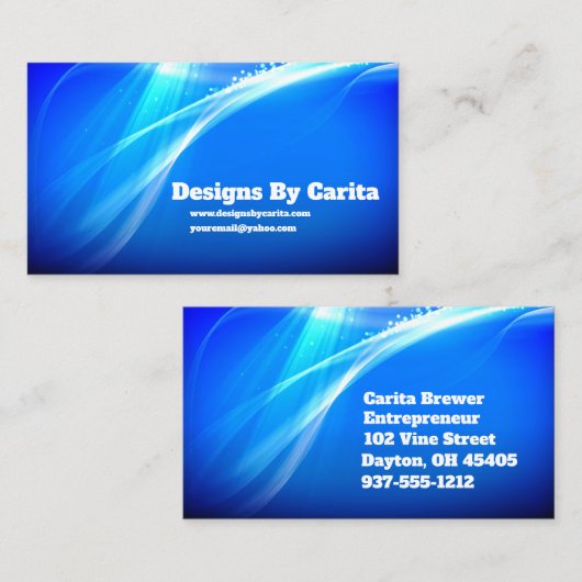 Abstrait Royal Blue Carte de visite (Devant / Derrière)