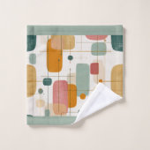 Abstrait sarcelle, or et rose du milieu du siècle (Gant de toilette)