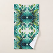 Abstrait Sarcelle, Vert, Émeraude, Botanique (Serviette à main)