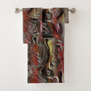 Abstrait sculpté en acajou et rouge foncé