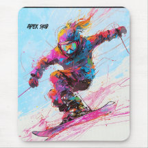 Abstrait skieur de neige descente tapis de souris