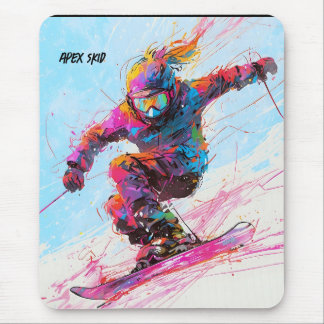 Abstrait skieur de neige descente tapis de souris