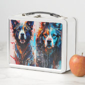 Abstrait splash chien coloré Metal Lunchbox (En situation)