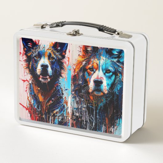 Abstrait splash chien coloré Metal Lunchbox (Devant)