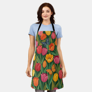 Abstrait Tabliers Fleurs de Tulipes Papillons Goua