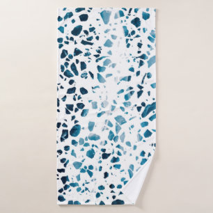 Abstrait Terrazzo Mosaic Marine et Motif bleu clai