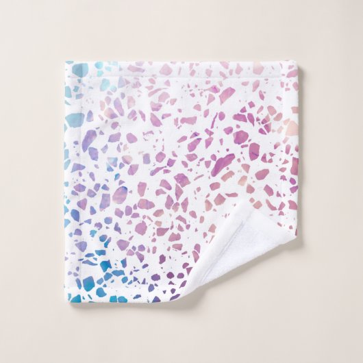 Abstrait Terrazzo Mosaic rose et Motif bleu (Gant de toilette)