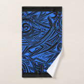 Abstrait Tribal Noir Et Bleu (Serviette à main)