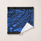 Abstrait Tribal Noir Et Bleu (Gant de toilette)