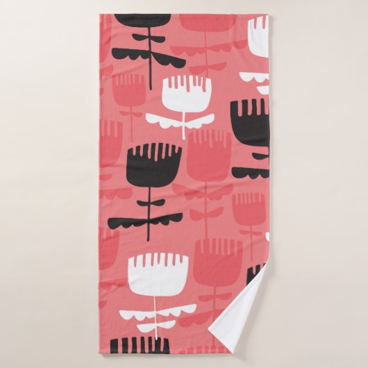 Abstrait tulipe fleurs silhouette sans couture mot (Serviette de bain)