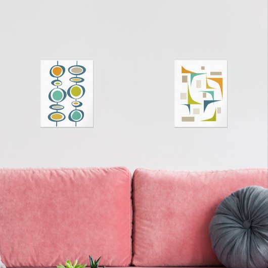 Abstrait Turquoise Orange Green Mid Century Modern (Salon)