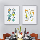Abstrait Turquoise Orange Green Mid Century Modern