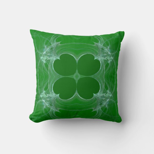 Abstrait Vert et blanc Shamrock Coussin fractal (Recto)